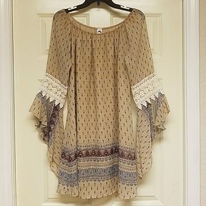 Nude off the shoulder dress